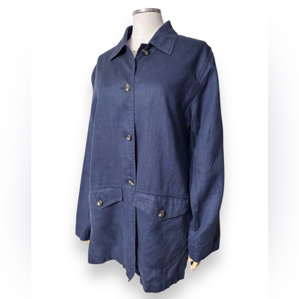 CASUAL CORNER 100% Linen Button Front Lightweight Chore Jacket
